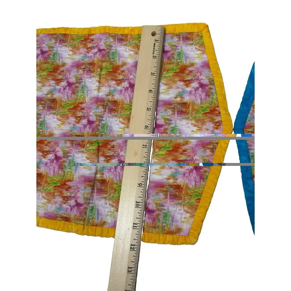 Handmade/ Quilted Mulitcolor And Pattern Set Of 4 Placemats W/ Matching Runner
